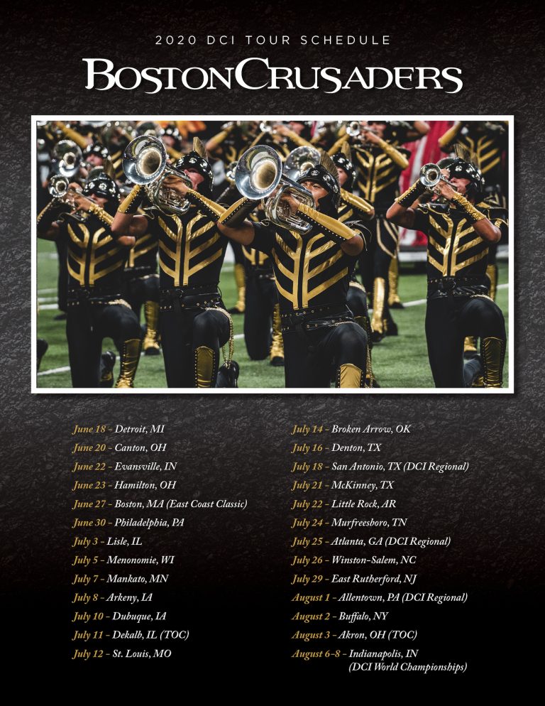 2020 Tour Schedule Announced Boston Crusaders