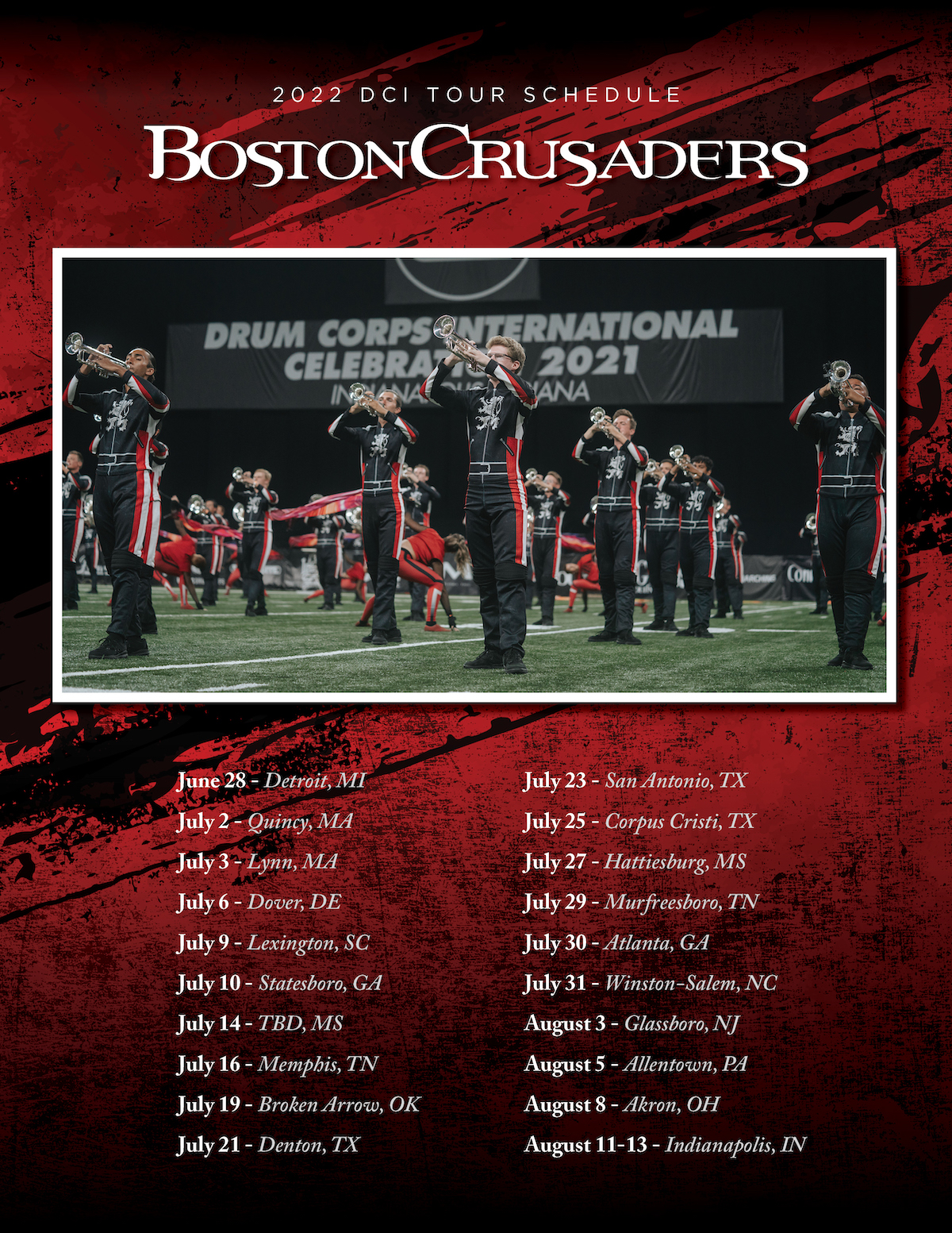 2022 Tour Schedule Announced Boston Crusaders