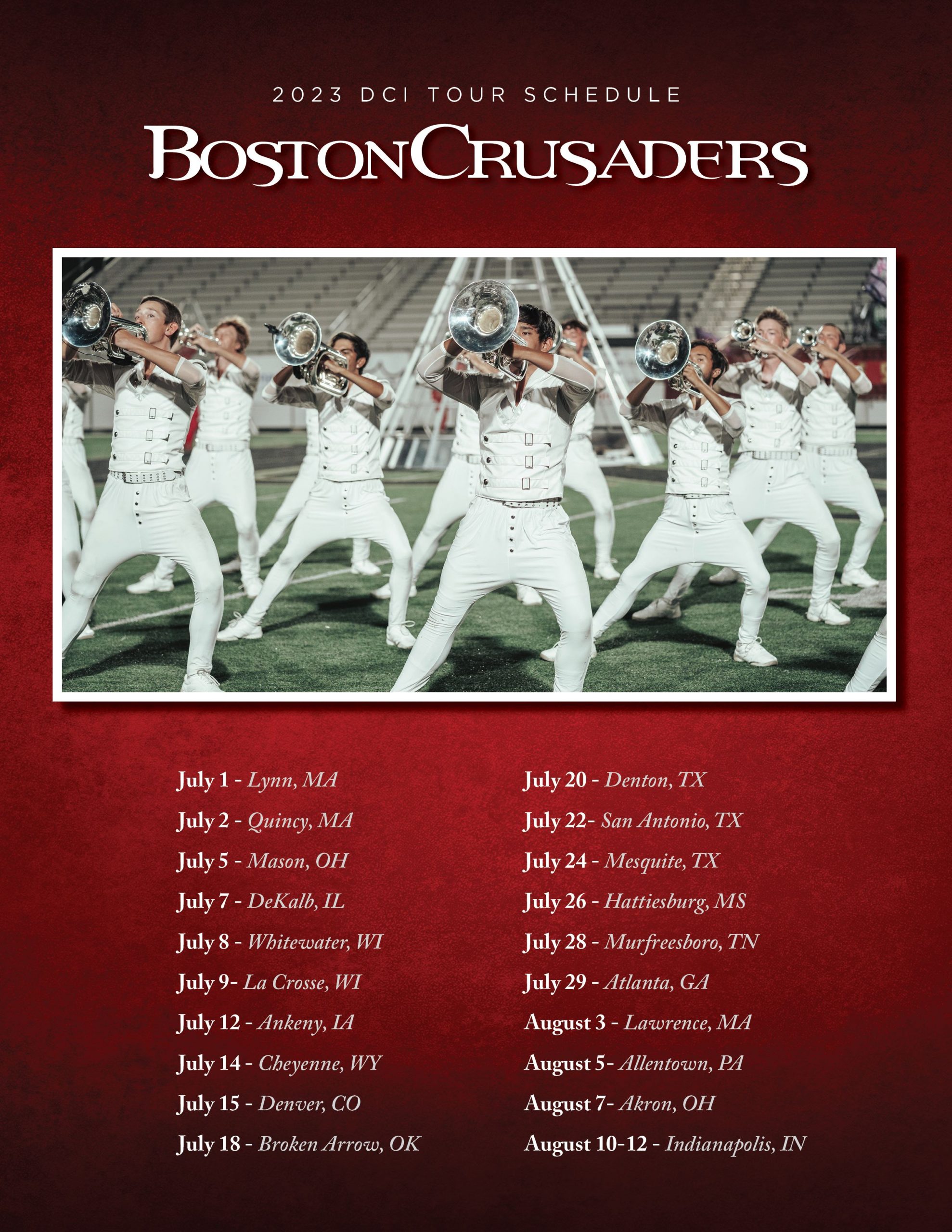 2023 Tour Schedule Announced | Boston Crusaders